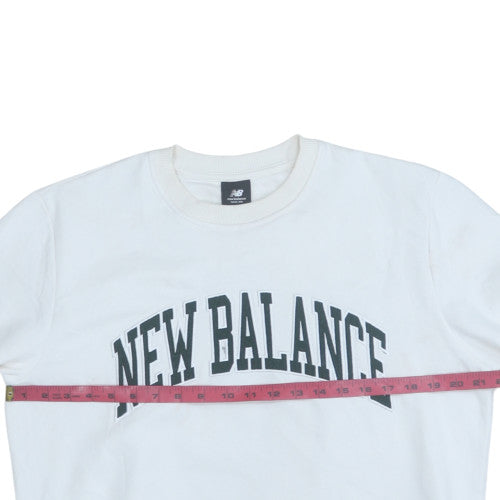 New Balance Men's White Sweatshirt S Regular Fit Crew Neck Pullover