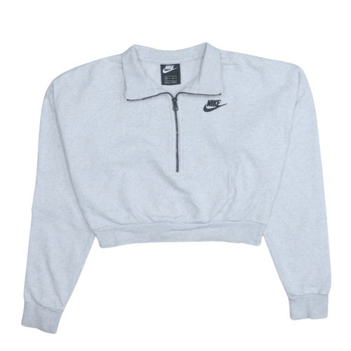 Nike Womens Grey 1/2 Zip Cropped Sweatshirt XS