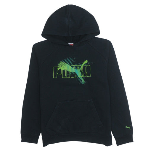 Puma Teens Black 164 Pullover Hoodie Graphic Sports Cotton Blend