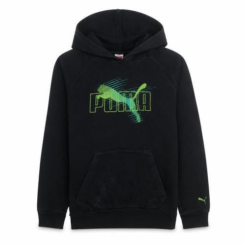 Puma Teens Black 164 Pullover Hoodie Graphic Sports Cotton Blend