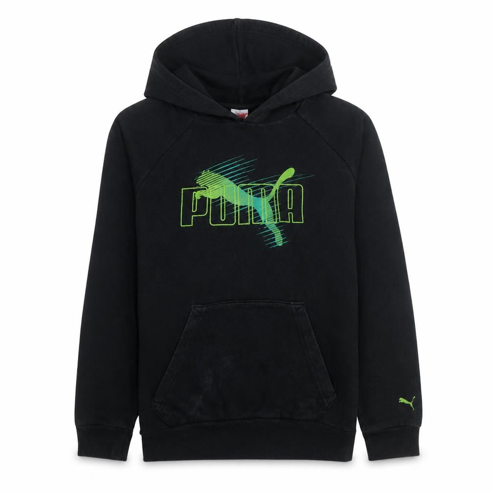 Puma Teens Black 164 Pullover Hoodie Graphic Sports Cotton Blend
