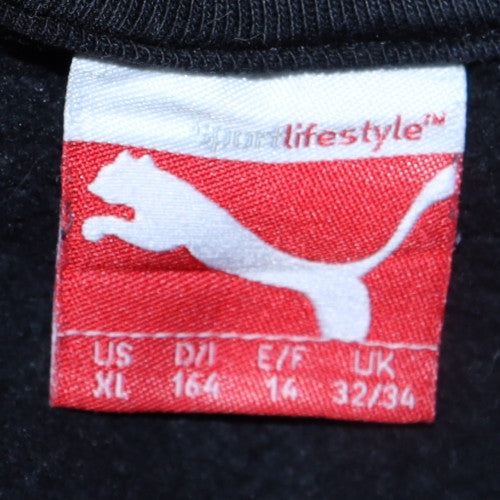 Puma Teens Black 164 Pullover Hoodie Graphic Sports Cotton Blend