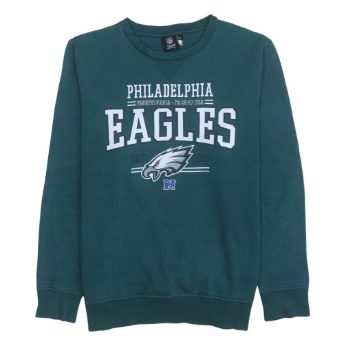 NFL Team Apparel Mens Green Philadelphia Eagles XL Sweatshirt Crew Neck Cotton Blend