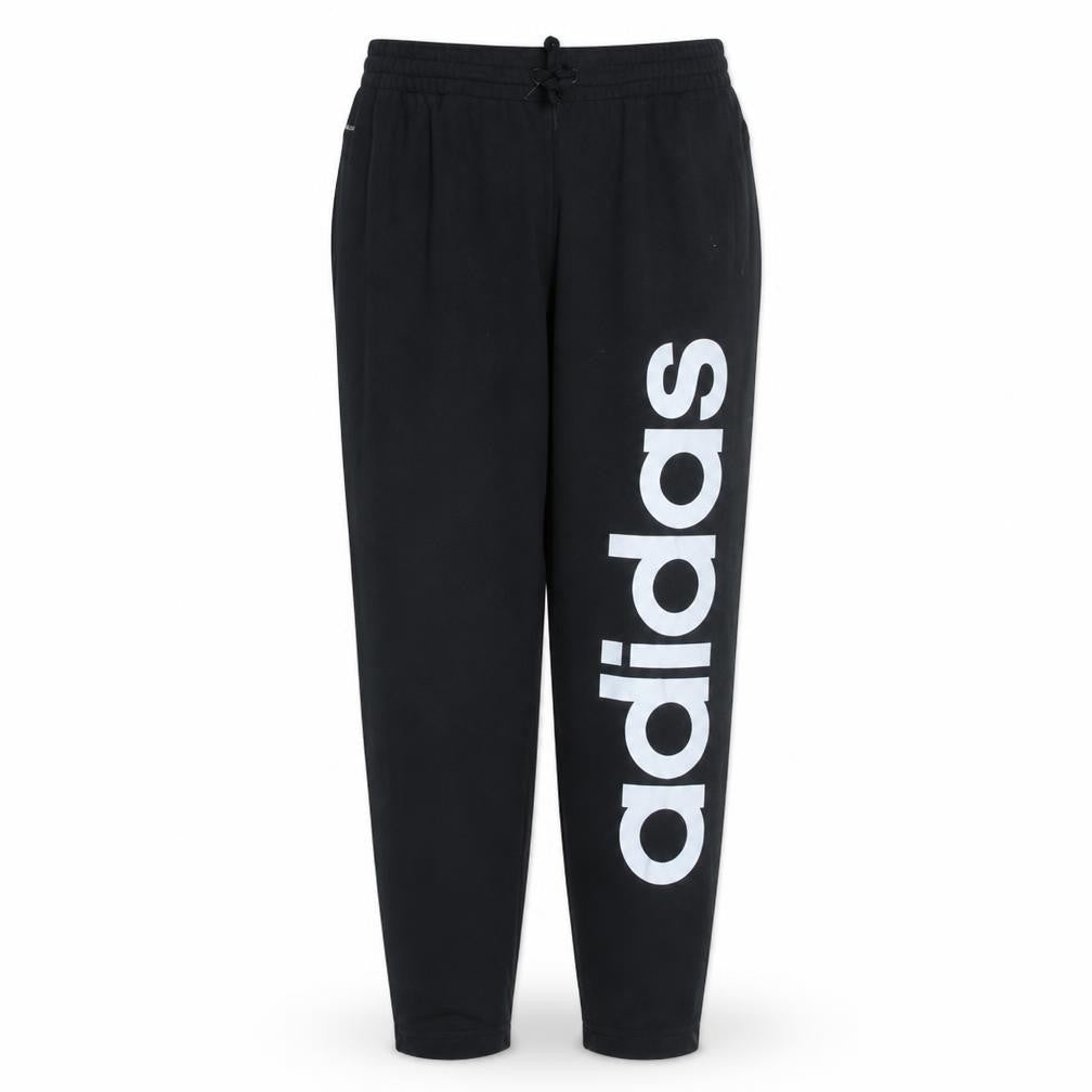 Front view of Adidas women’s black jogger sweatpants, size M, elastic waist