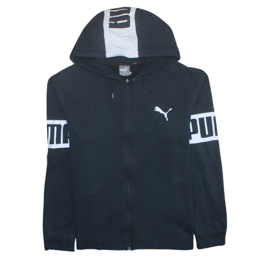Puma Men's Black Full Zip Hoodie L Logo Print Sportswear