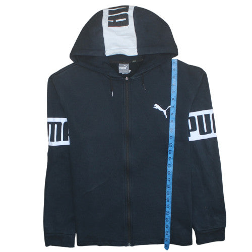 Puma Men's Black Full Zip Hoodie L Logo Print Sportswear