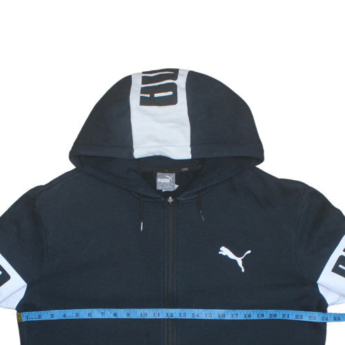Puma Men's Black Full Zip Hoodie L Logo Print Sportswear
