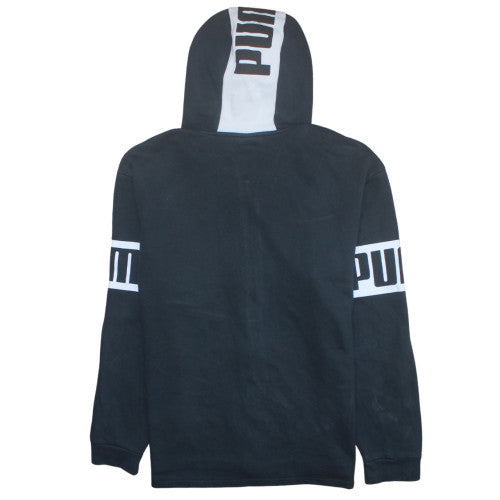 Puma Men's Black Full Zip Hoodie L Logo Print Sportswear