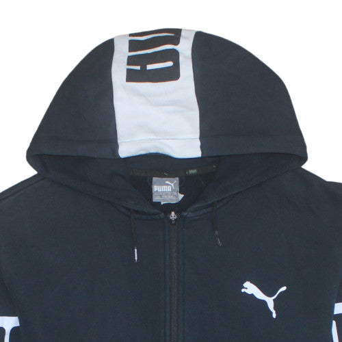 Puma Men's Black Full Zip Hoodie L Logo Print Sportswear