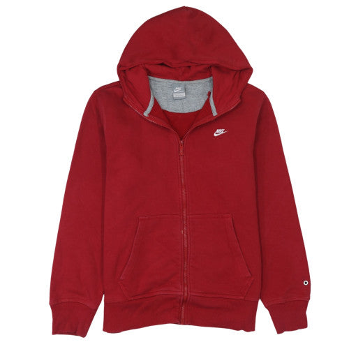 Nike Men's Red Full Zip Hoodie Size L Sports Fleece Sweatshirt