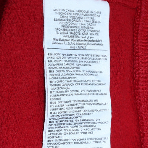 Nike Men's Red Full Zip Hoodie Size L Sports Fleece Sweatshirt