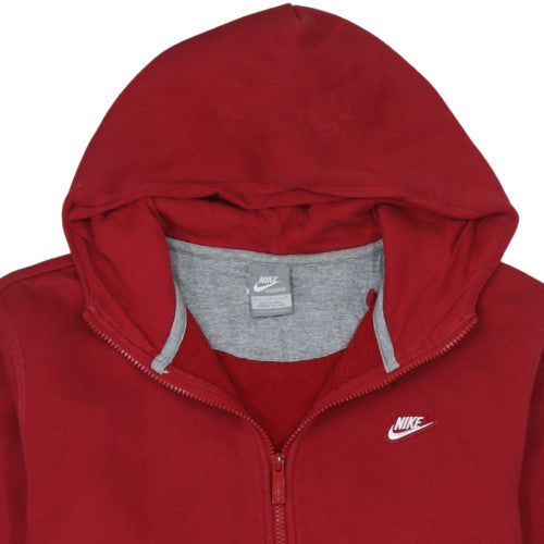 Nike Men's Red Full Zip Hoodie Size L Sports Fleece Sweatshirt