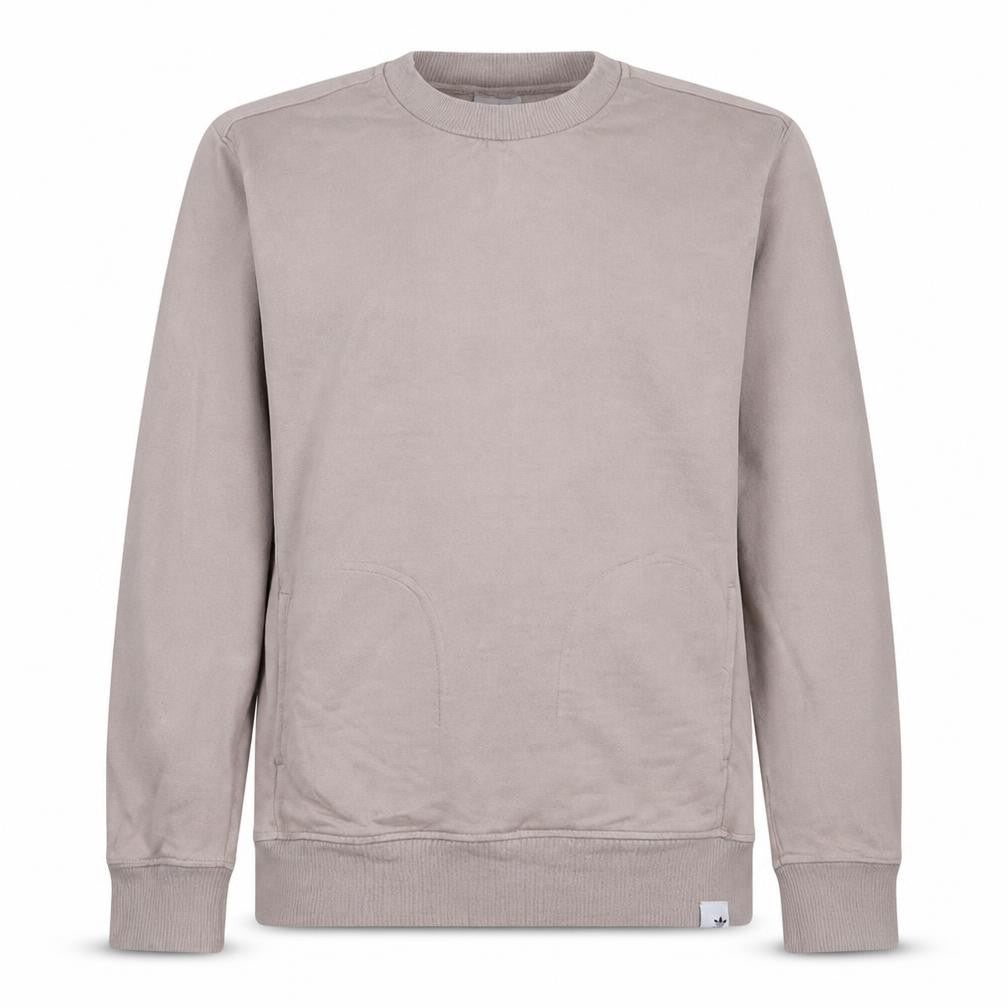 Front view of Adidas Men Beige Crew Neck Pullover Sweatshirt, size S, Regular Fit