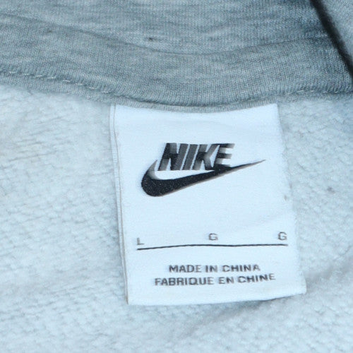 Nike Men's Grey Pullover Hoodie L Regular Fit Fleece Sweatshirt