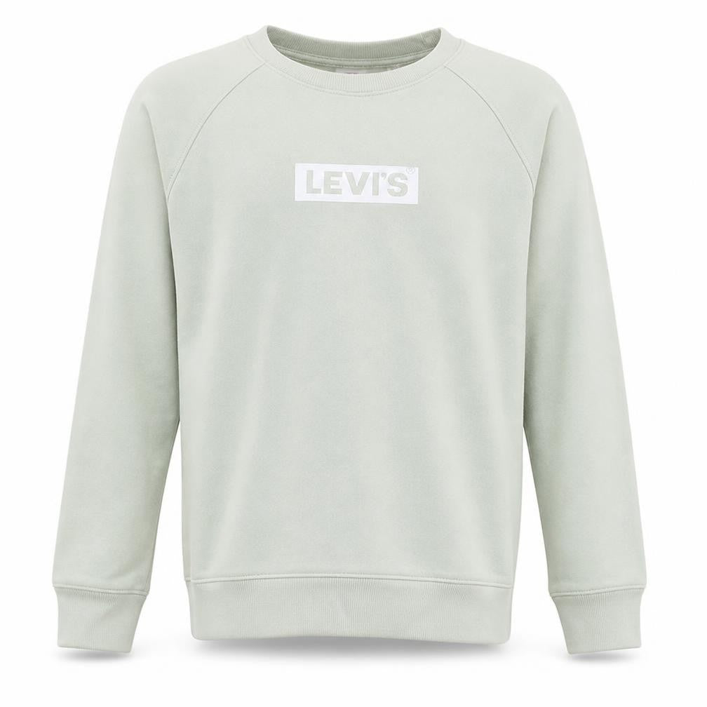 Front view of Levi's Men's Green Logo Crew Neck Pullover Sweatshirt, size M