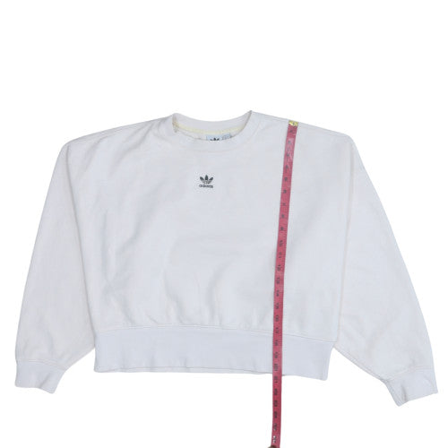Adidas Womens White Crew Neck Pullover Sweatshirt Size 10