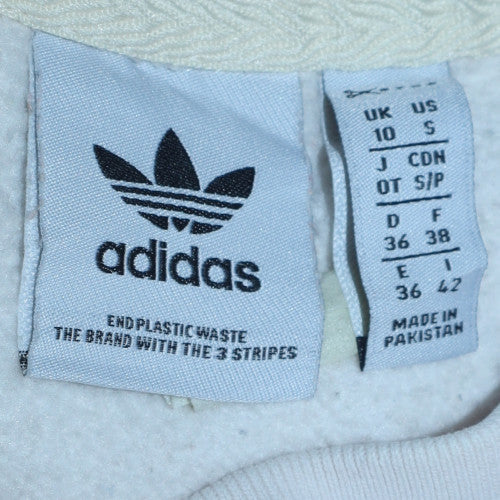 Adidas Womens White Crew Neck Pullover Sweatshirt Size 10