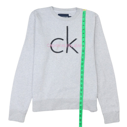 Calvin Klein Jeans Women's Grey Crew Neck Logo Sweatshirt Size M