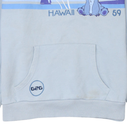 Disney Women Blue Stitch Hawaii Pullover Hoodie Size M
