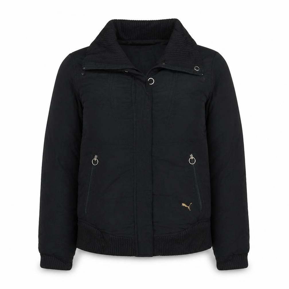 Front view of Puma Men's Black Full Zip Collared Sweatshirt L Regular Fit