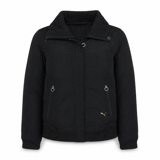 Front view of Puma Men's Black Full Zip Collared Sweatshirt L Regular Fit