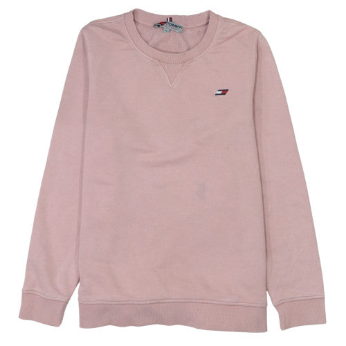 Tommy Hilfiger Women Pink Crew Neck Pullover Sweatshirt L Cotton