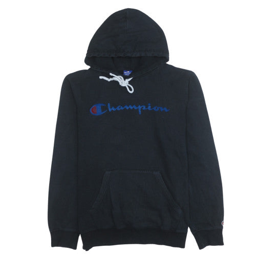 Champion Men's Black Pullover Hoodie Medium Logo Sports Fleece