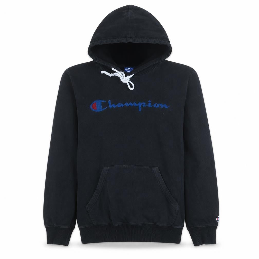 Champion Men's Black Pullover Hoodie Medium Logo Sports Fleece
