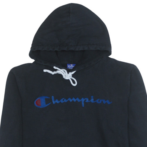 Champion Men's Black Pullover Hoodie Medium Logo Sports Fleece