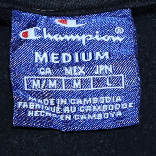 Champion Men's Black Pullover Hoodie Medium Logo Sports Fleece