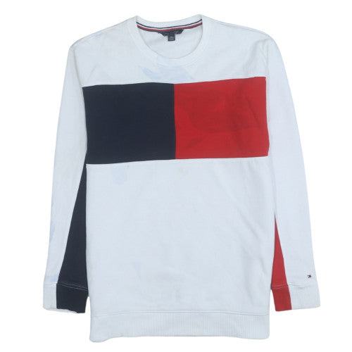 Tommy Hilfiger Men's White Red Navy Crew Neck Sweatshirt XXS