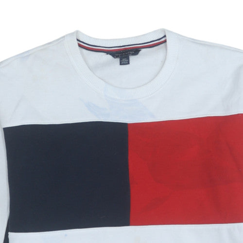 Tommy Hilfiger Men's White Red Navy Crew Neck Sweatshirt XXS