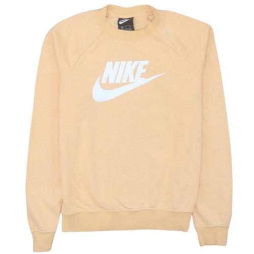 Nike Men's Beige Small Crew Neck Logo Pullover Sweatshirt