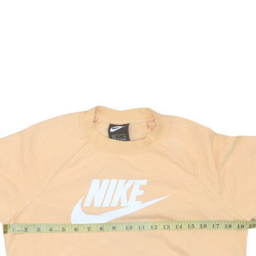 Nike Men's Beige Small Crew Neck Logo Pullover Sweatshirt