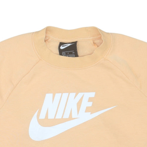 Nike Men's Beige Small Crew Neck Logo Pullover Sweatshirt