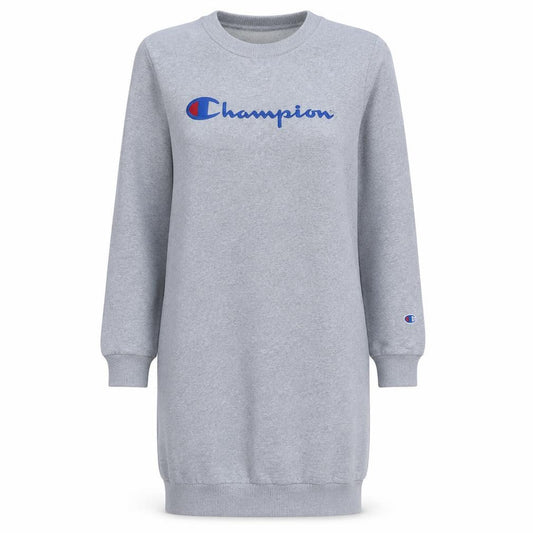 Front view of Champion Women Grey Small Long Sleeve T-Shirt Dress