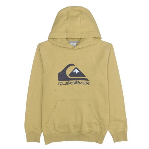 Quiksilver Men's Beige Pullover Hoodie M Logo Fleece Sweatshirt