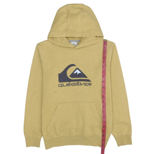 Quiksilver Men's Beige Pullover Hoodie M Logo Fleece Sweatshirt
