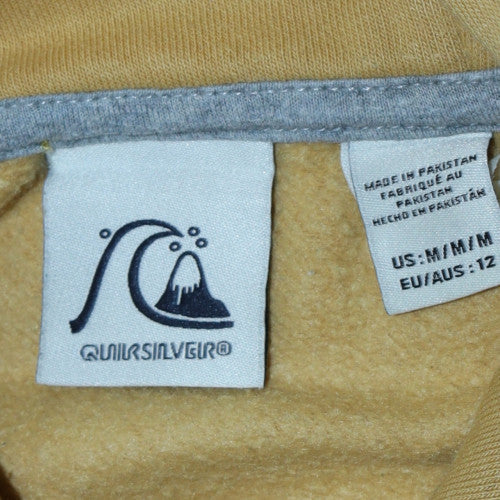 Quiksilver Men's Beige Pullover Hoodie M Logo Fleece Sweatshirt