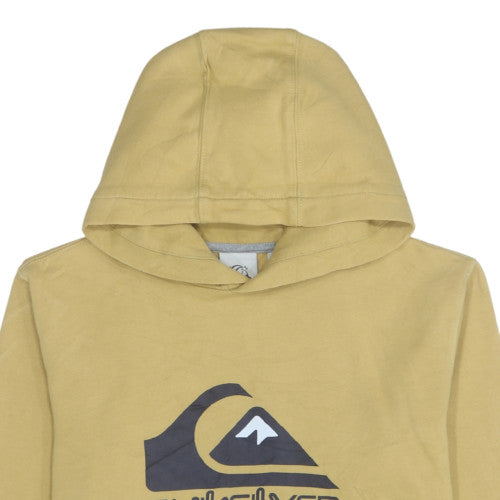 Quiksilver Men's Beige Pullover Hoodie M Logo Fleece Sweatshirt