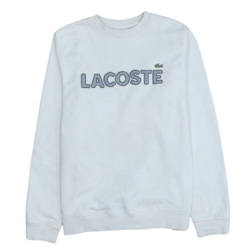 Lacoste Men's White Embroidered Logo Pullover Sweatshirt M