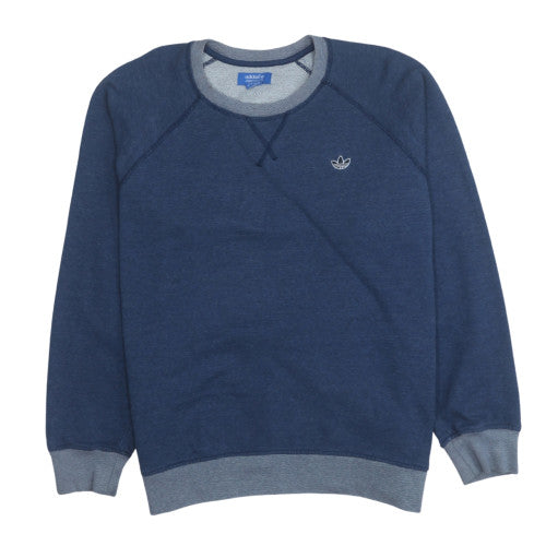 adidas Men’s Blue Crew Neck Long Sleeve Pullover Sweatshirt L