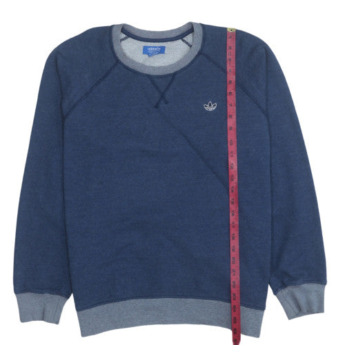 adidas Men’s Blue Crew Neck Long Sleeve Pullover Sweatshirt L