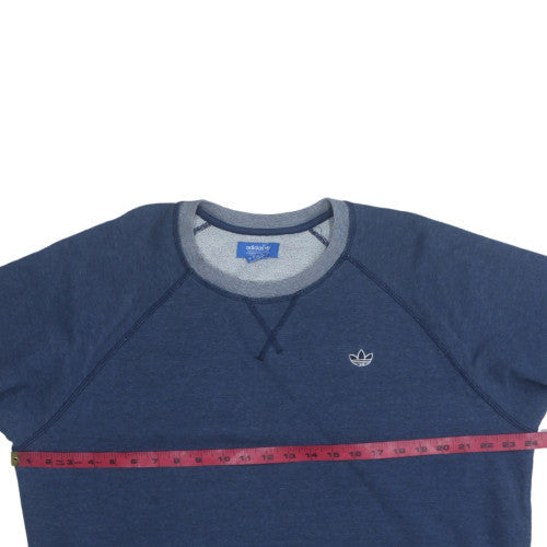 adidas Men’s Blue Crew Neck Long Sleeve Pullover Sweatshirt L