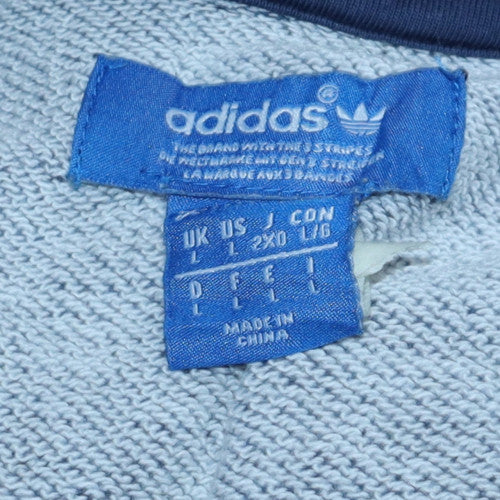 adidas Men’s Blue Crew Neck Long Sleeve Pullover Sweatshirt L
