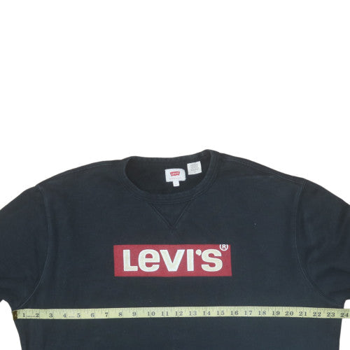 Levi's Mens Black L Crew Neck Logo Pullover Sweatshirt