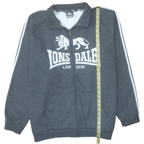 Lonsdale Men's Grey Full Zip Logo Sweatshirt 2XL Regular Fit