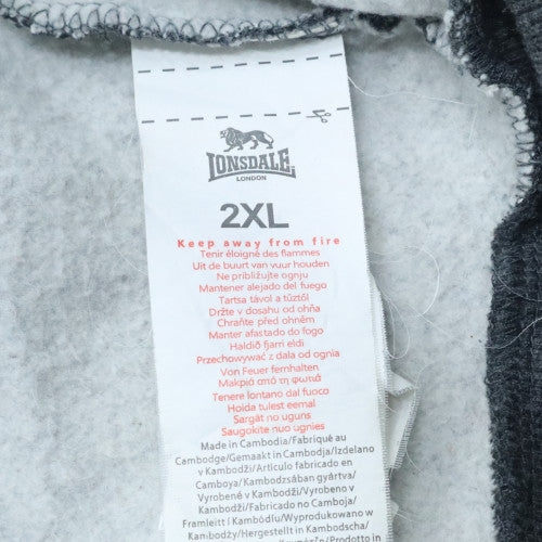 Lonsdale Men's Grey Full Zip Logo Sweatshirt 2XL Regular Fit