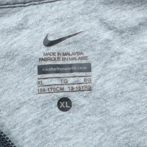 Nike Boys Grey Full Zip Hoodie XL 13-15 Years Fleece Lined Sportswear