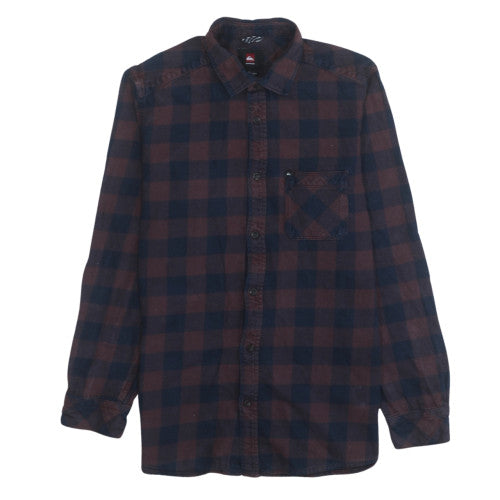 Quiksilver Men’s Brown Check Flannel Long Sleeve Casual Shirt Size S